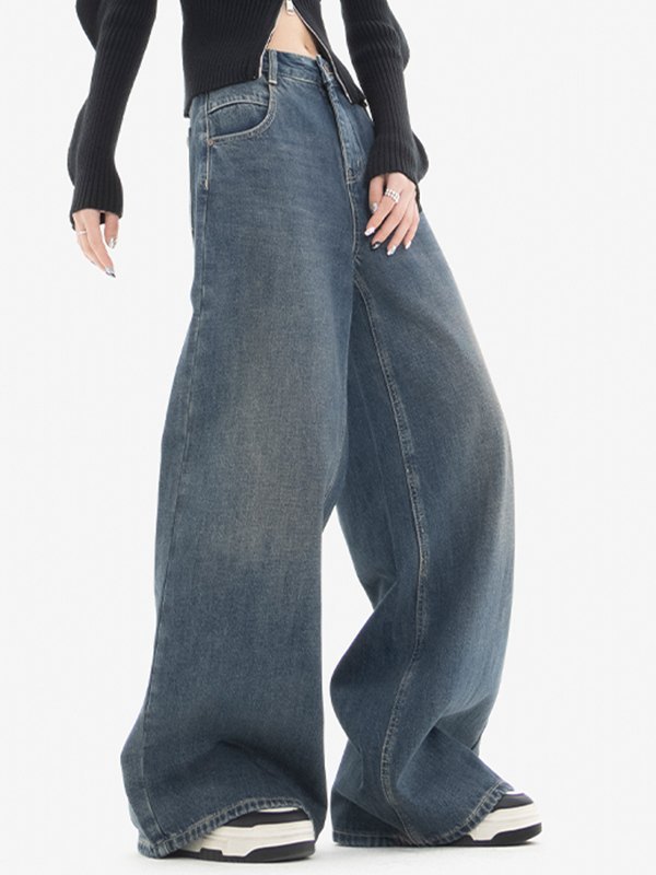 Classic Blue Wash Baggy Boyfriend Jeans-3