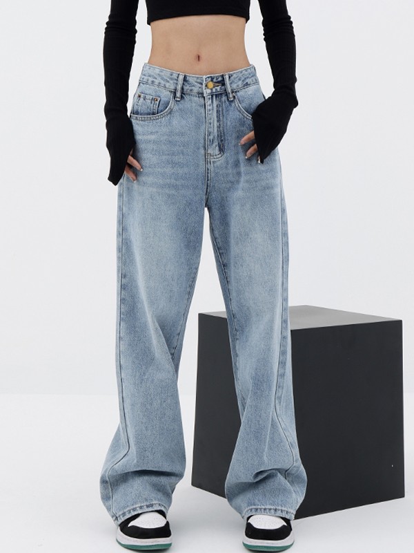 Back Embroidered Baggy Boyfriend Jeans-3