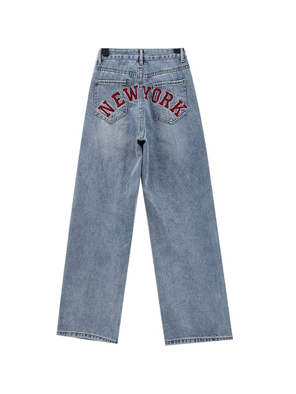Back Embroidered Baggy Boyfriend Jeans-4