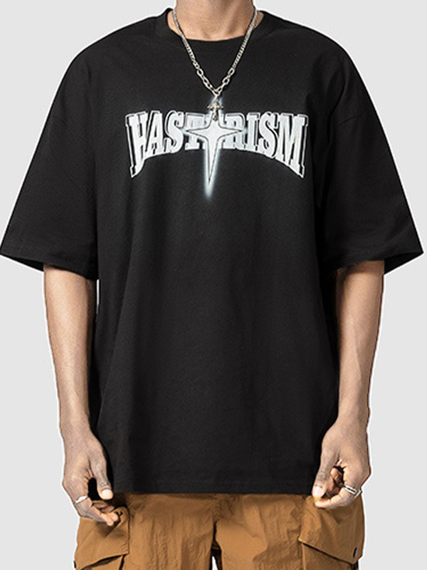 Men's Star Print Loose Short Sleeve Tee-2