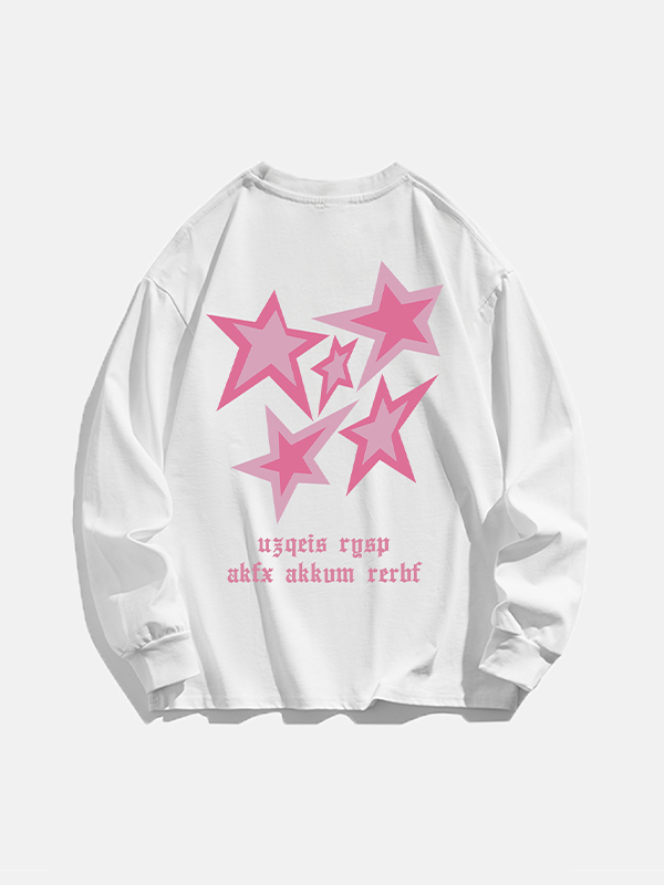 Men's Star Letter Print Long Sleeve Tee-3