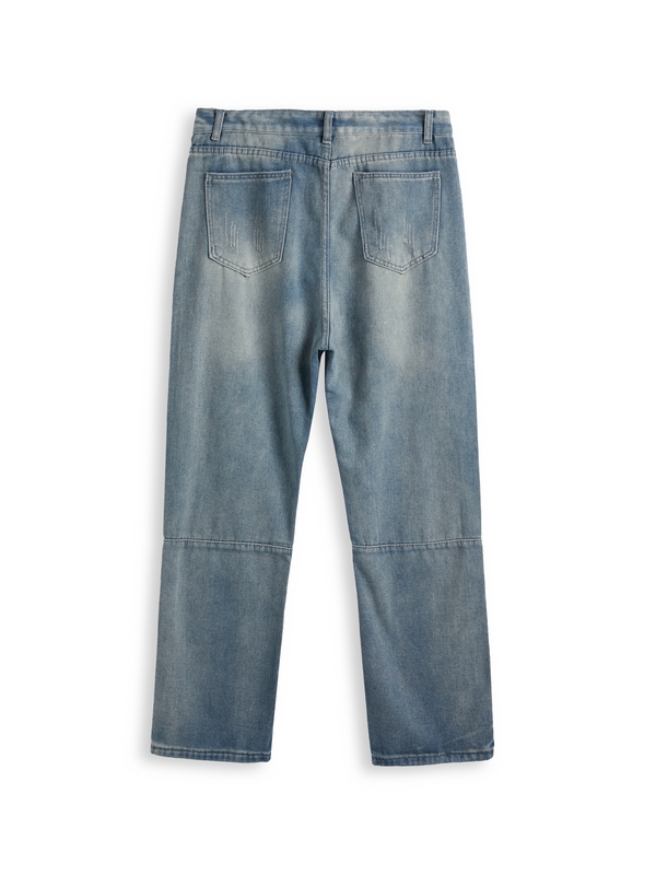 Men's Distressed Wash Ripped Loose Jeans-5