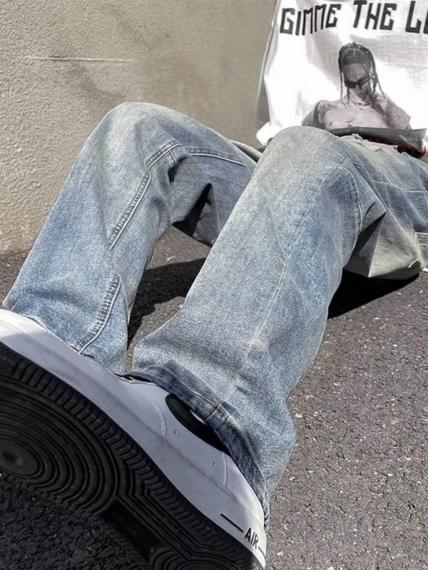 Men's Distressed Wash Ripped Loose Jeans-2