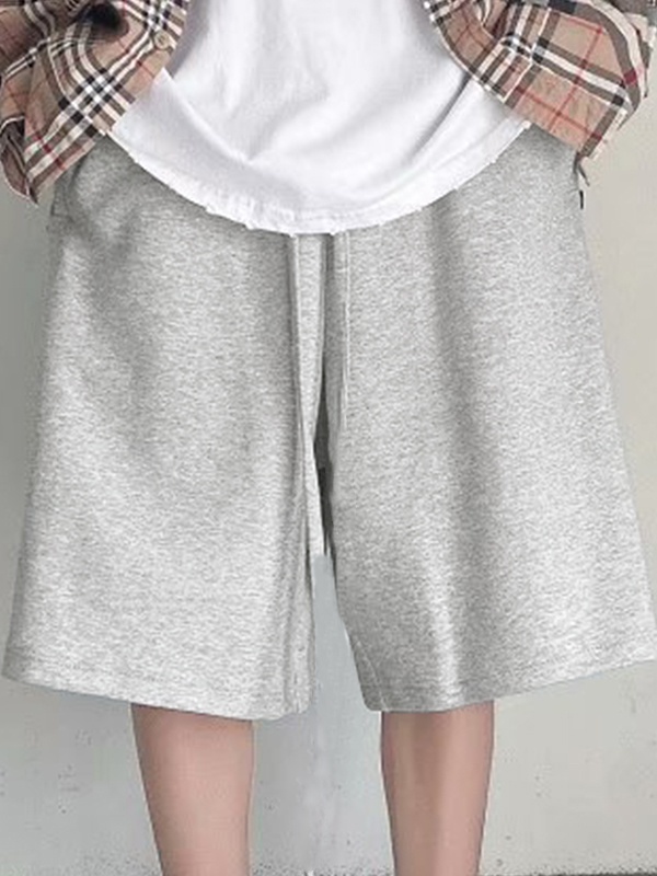 Men's Solid Breasted Drawstring Shorts-3