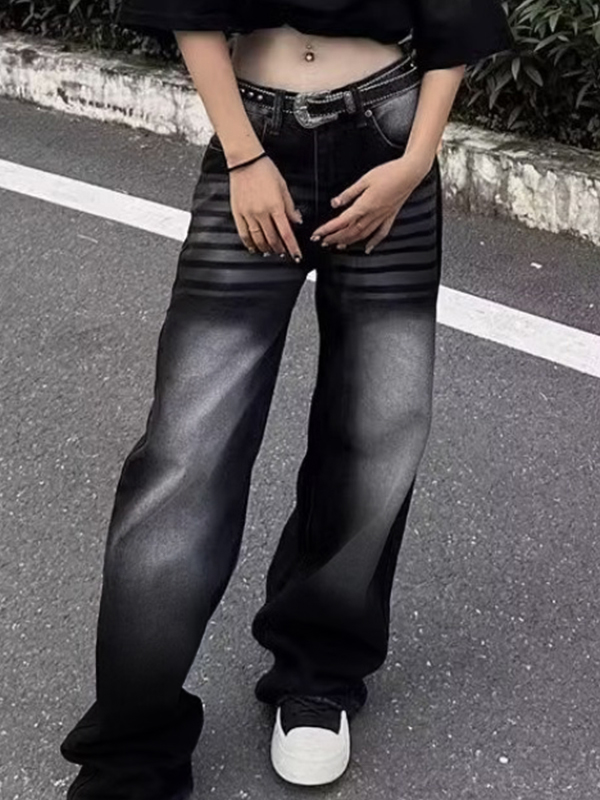 Washed Ombre Dangle Boyfriend Jeans-2