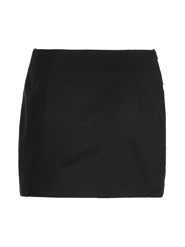 Contrast Tie Up Bow Splice Low Rise Mini Skirt-4