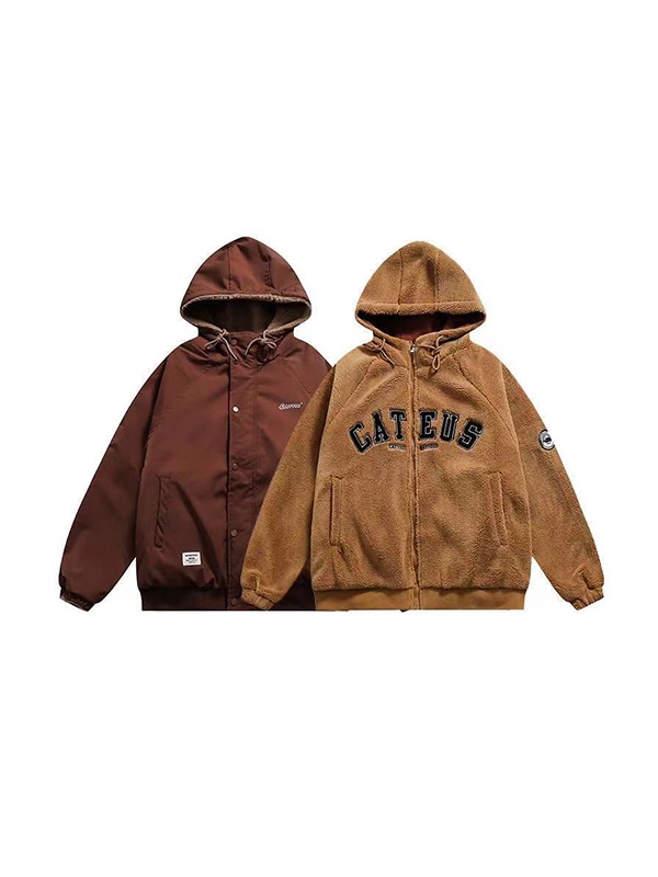 Reversible Lambswool Hooded Drawstring Embroidered Jacket-7