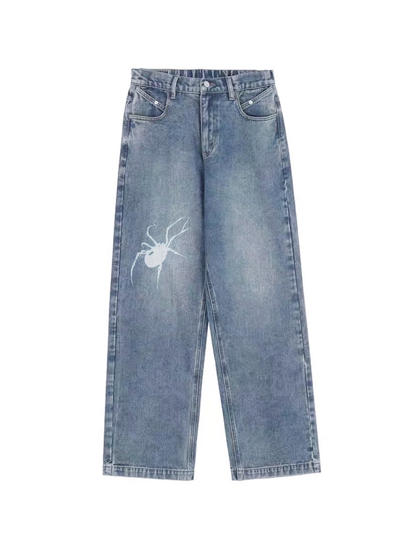 Street Spider Print Boyfriend Jeans-3