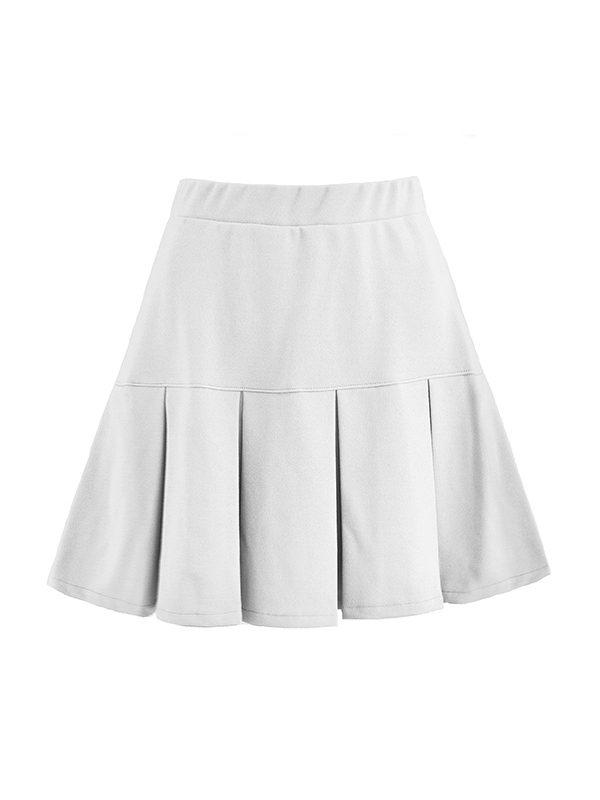 Solid High Rise Pleated Mini Skirt-4