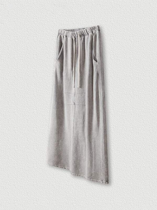 Washed Back Slit Baggy Maxi Skirt-3
