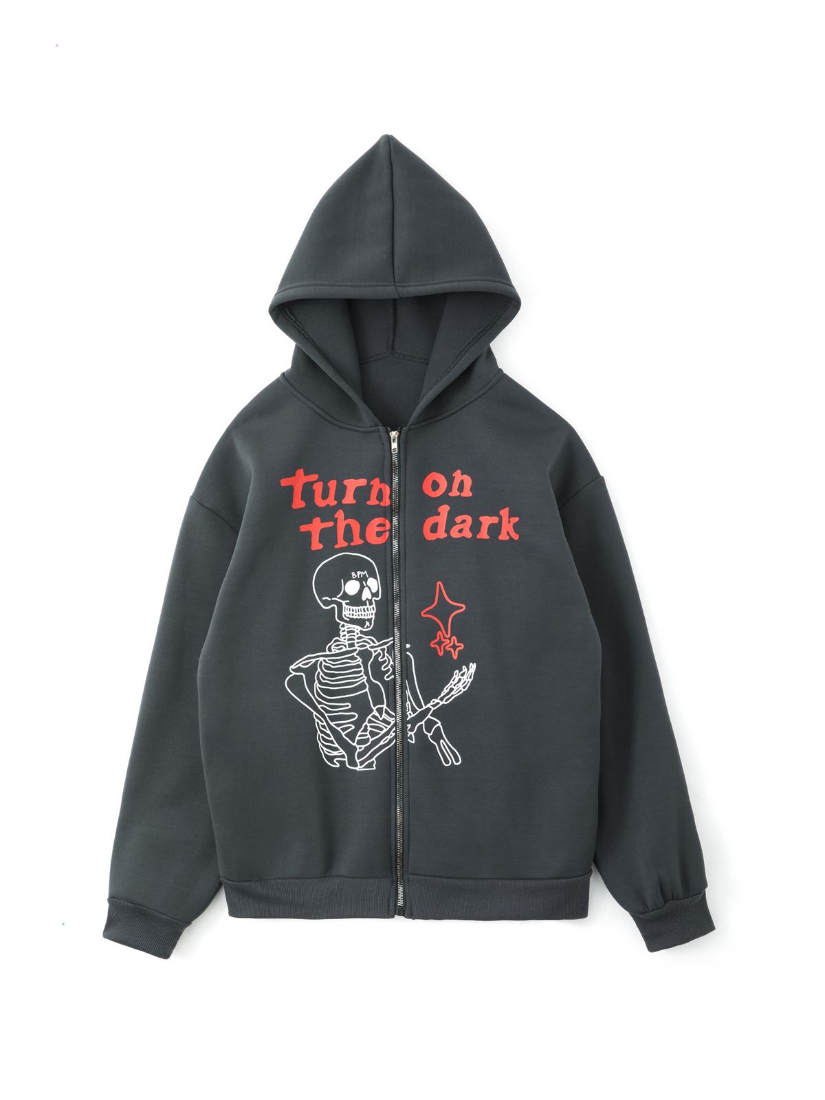 Men's Letter Skull Graphic Zip Up Hoodie-8