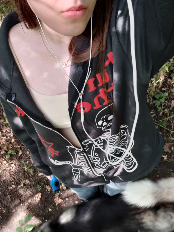 Men's Letter Skull Graphic Zip Up Hoodie-2