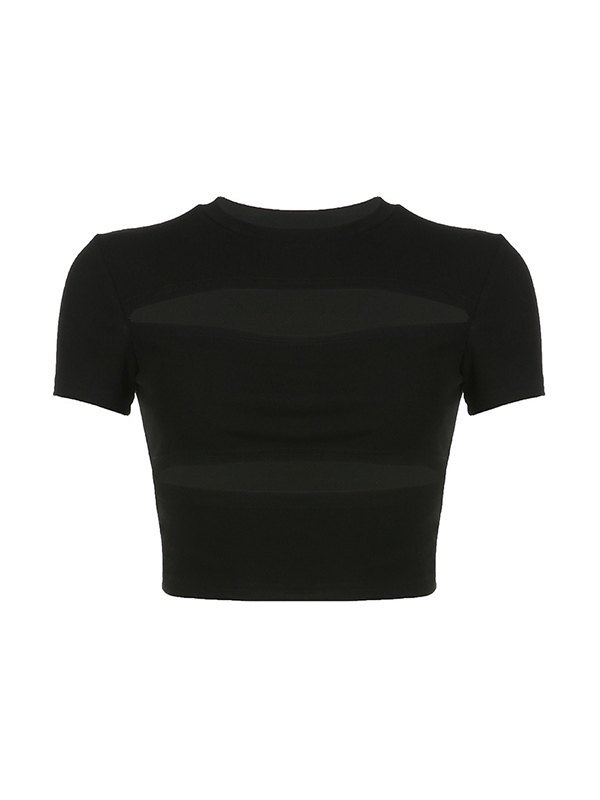 Slash Cutout Ribbed Crop Top-2