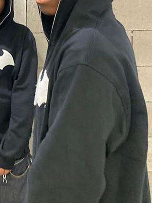 Men's Bat Print Oversized Hoodie-3