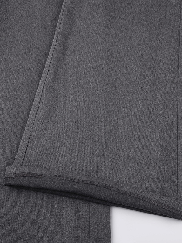Versatile Gray Low Rise Tailored Pants-3
