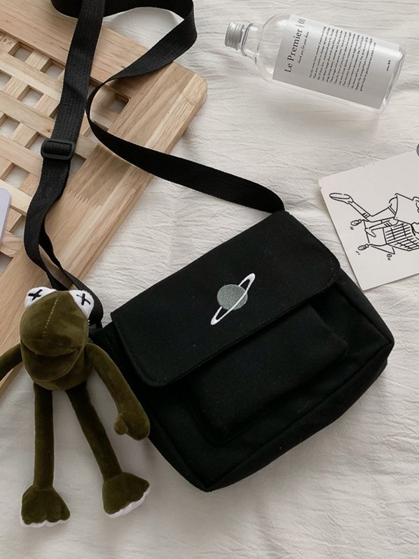 Pendant Design Planet Canvas Crossbody Bag-3