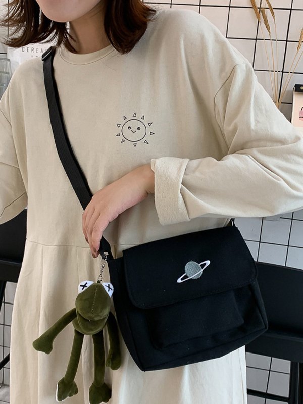 Pendant Design Planet Canvas Crossbody Bag-4