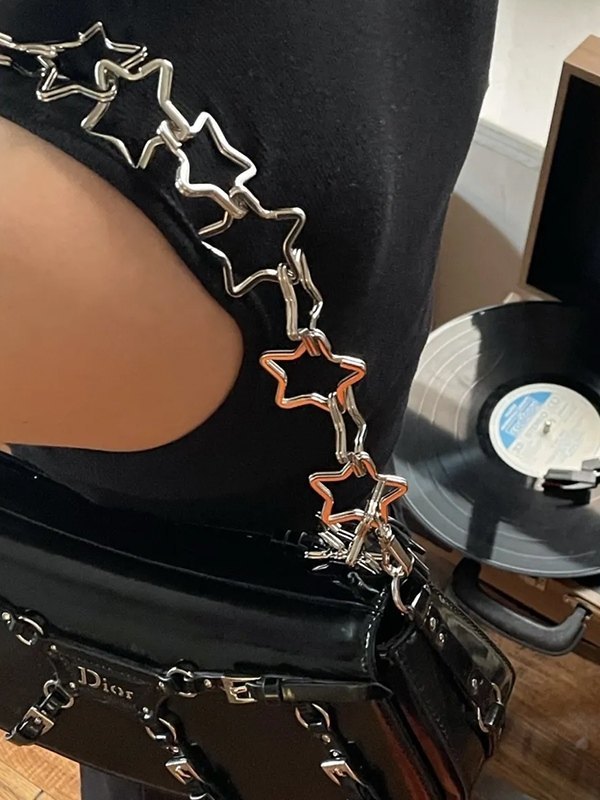 Silver Hollow Out Star Belly Chain-4