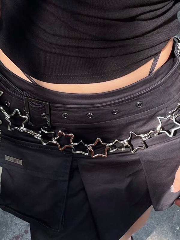 Silver Hollow Out Star Belly Chain-3