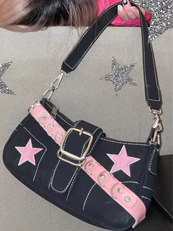 Chain Design Star Buckled Shoulder Bag-3
