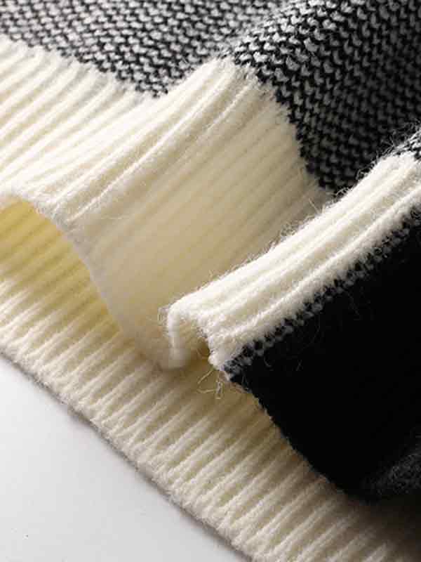 Men's Contrast Color Checkered  Sweater-3