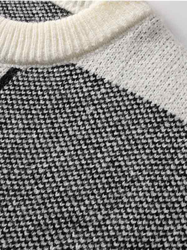 Men's Contrast Color Checkered  Sweater-2