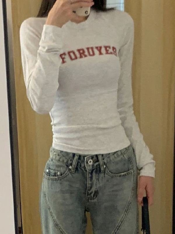 Letter Print Slim Long Sleeve Knit-2