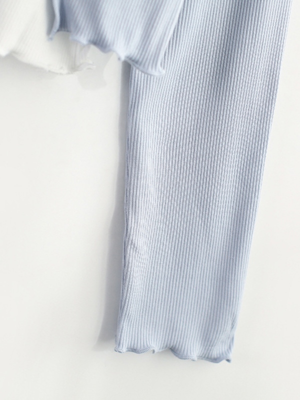 Solid Fungus Slit Hem Two Piece Long Sleeve Knit-4