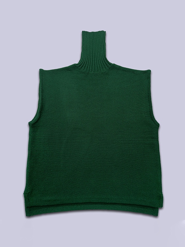 Solid High Neck Loose Sweater Vest-2